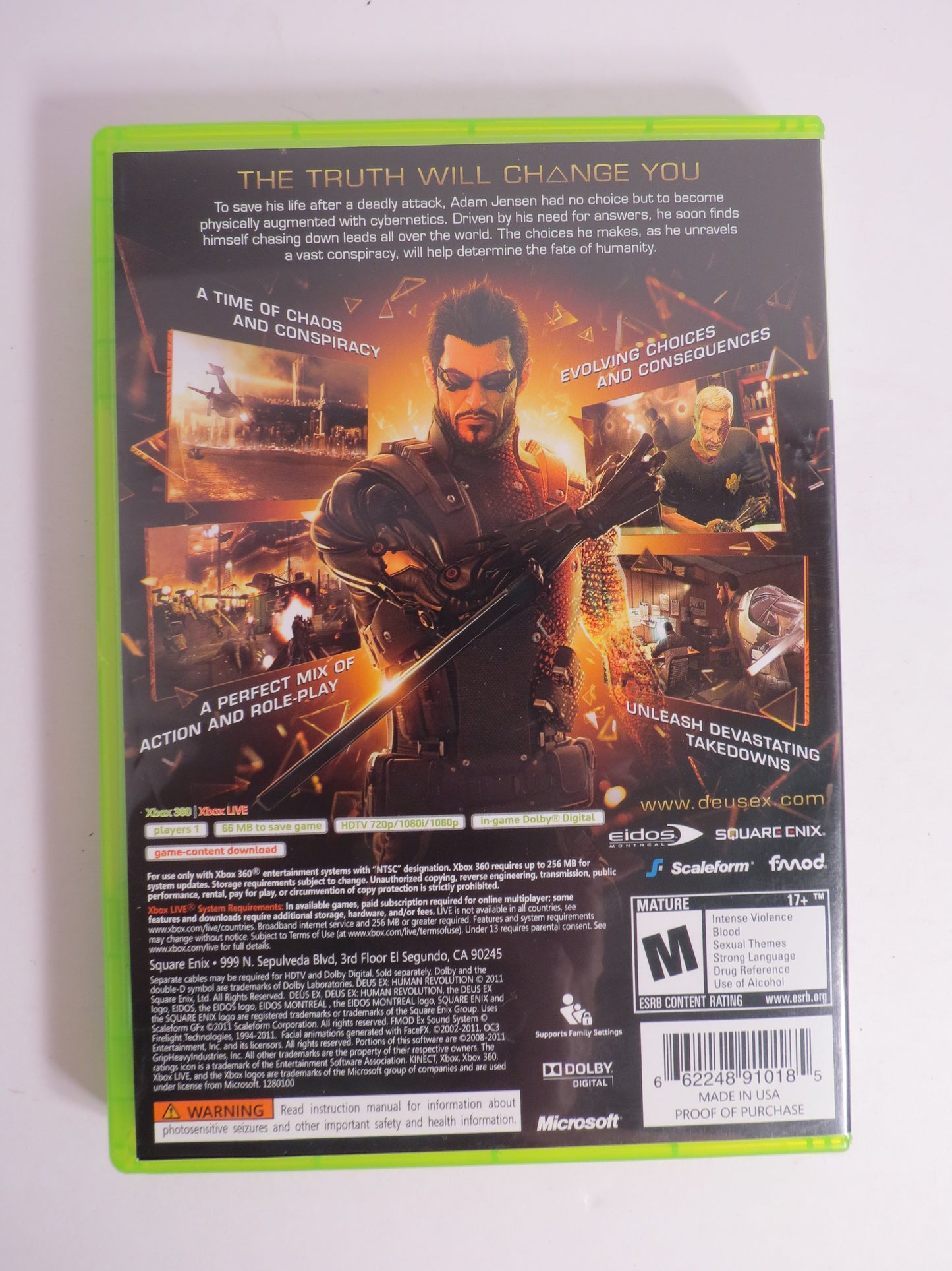 Deus Ex Human Revolution Sleeve Xbox 360 Game CIB