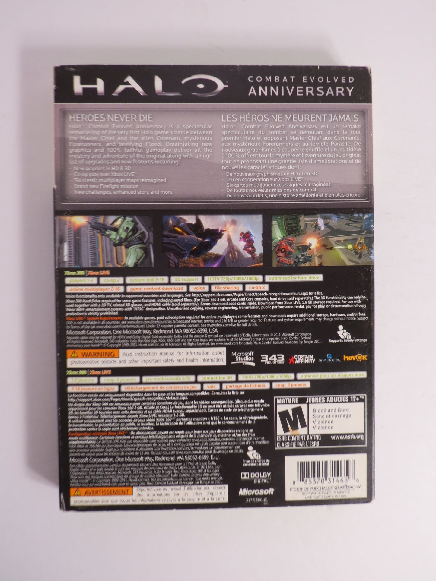 Halo Combat Evolved Anniversary Sleeve Xbox 360 Game CIB