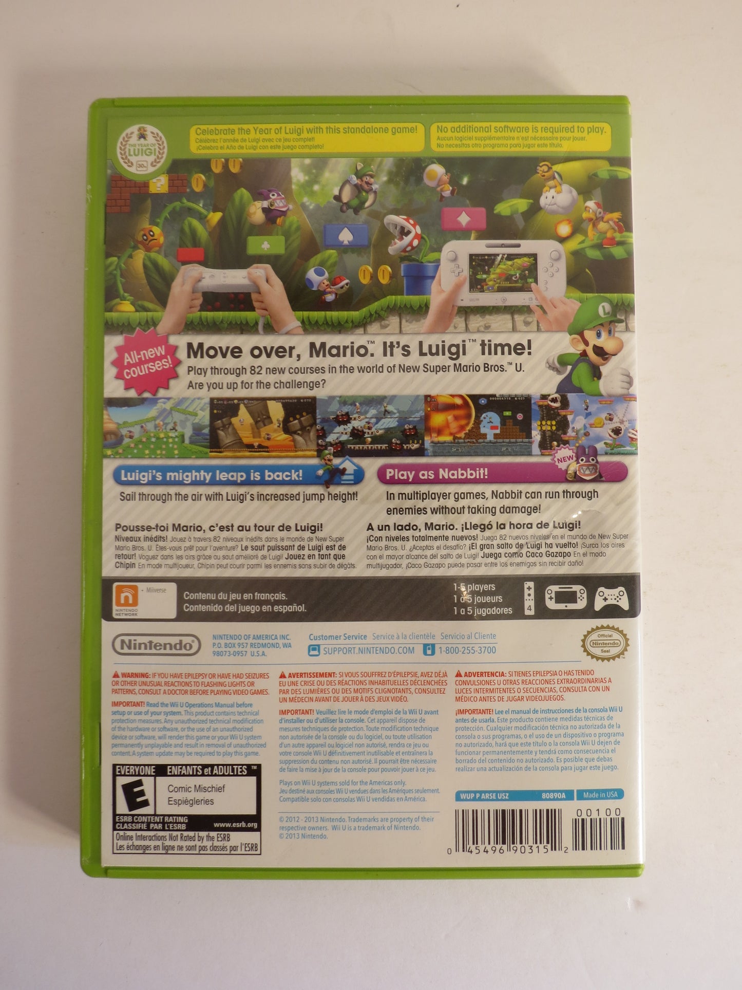 New Super Luigi U Green Case Nintendo Wii U Game CB