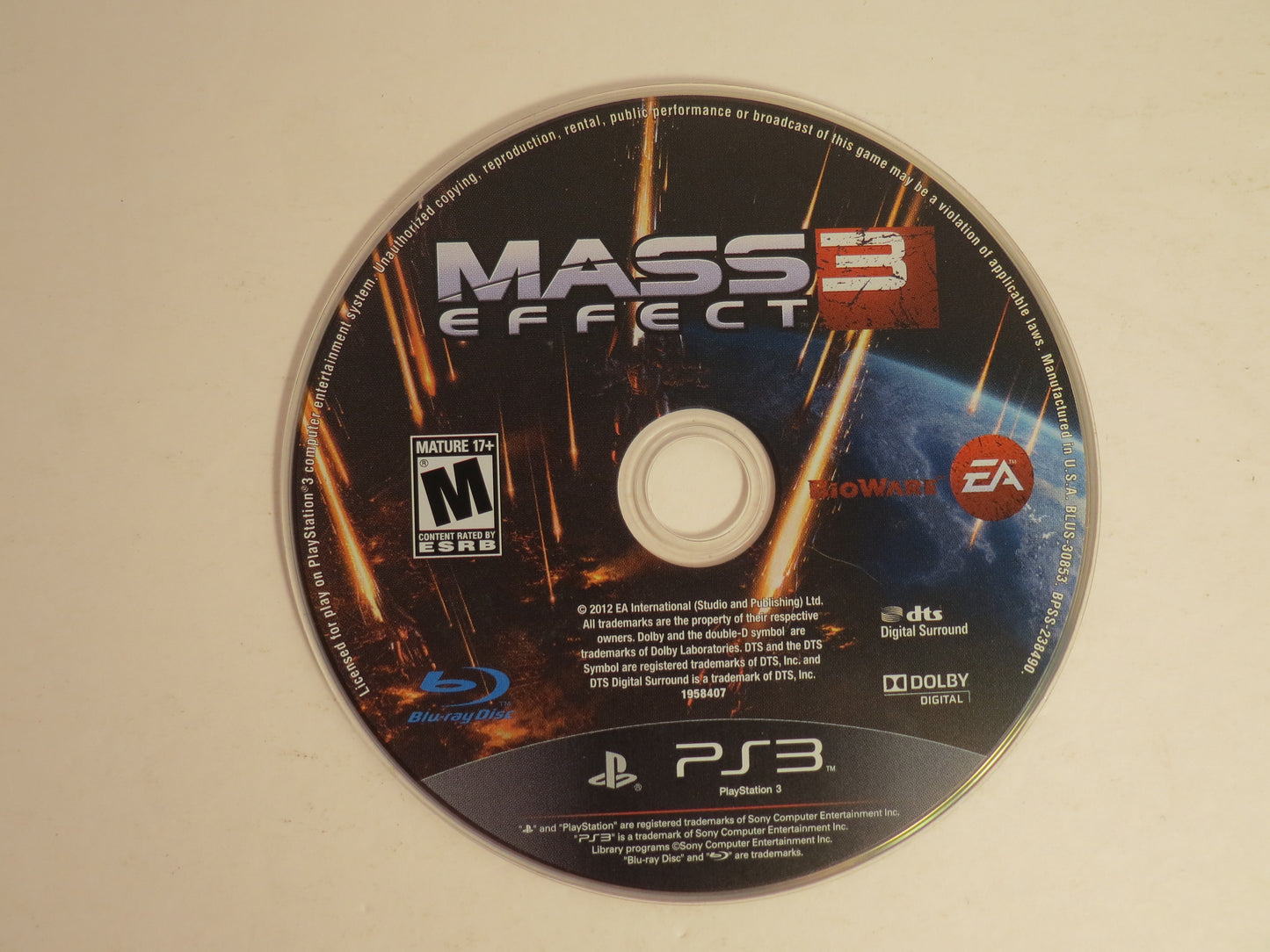 Mass Effect 3 Playstation 3 PS3 Game CB