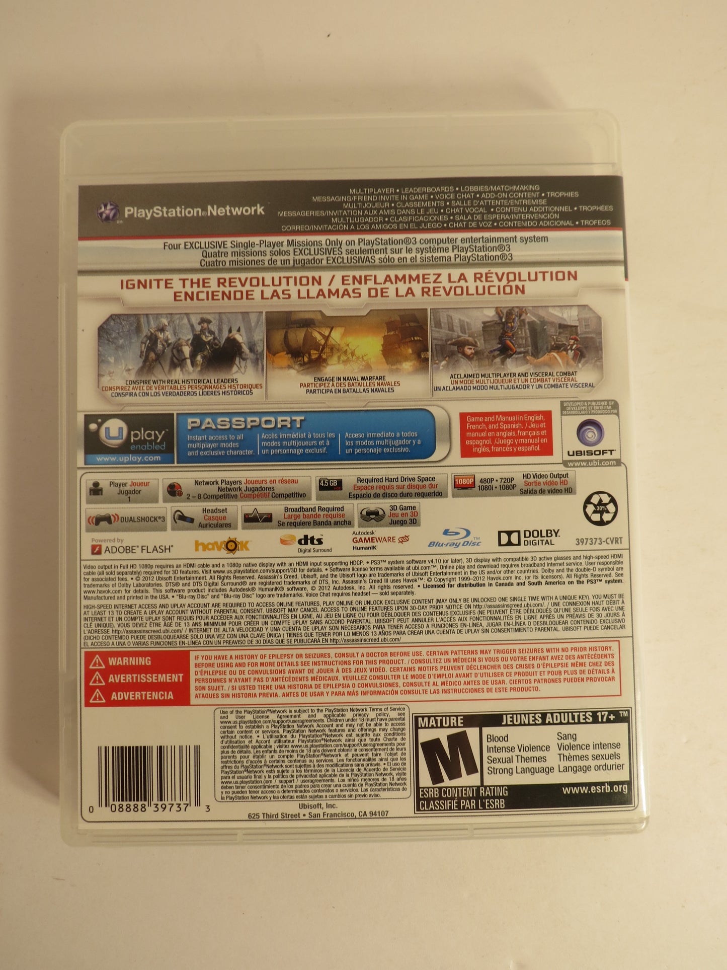 Assassins Creed III Playstation 3 PS3 Game CIB