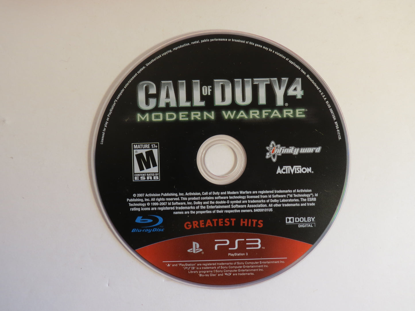 Call of Duty 4 Modern Warfare Greatest Hits Playstation 3 PS3 Game CIB