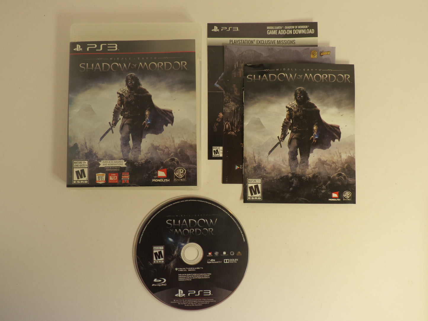 Middle Earth: Shadow of Mordor Playstation 3 PS3 Game CIB
