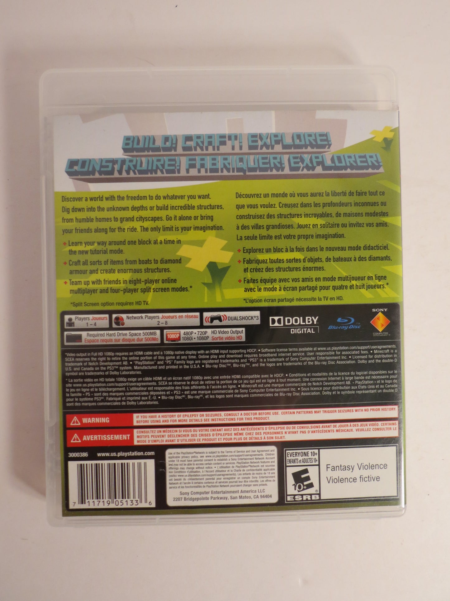 Minecraft Playstation 3 Edition Playstation 3 PS3 Game CB