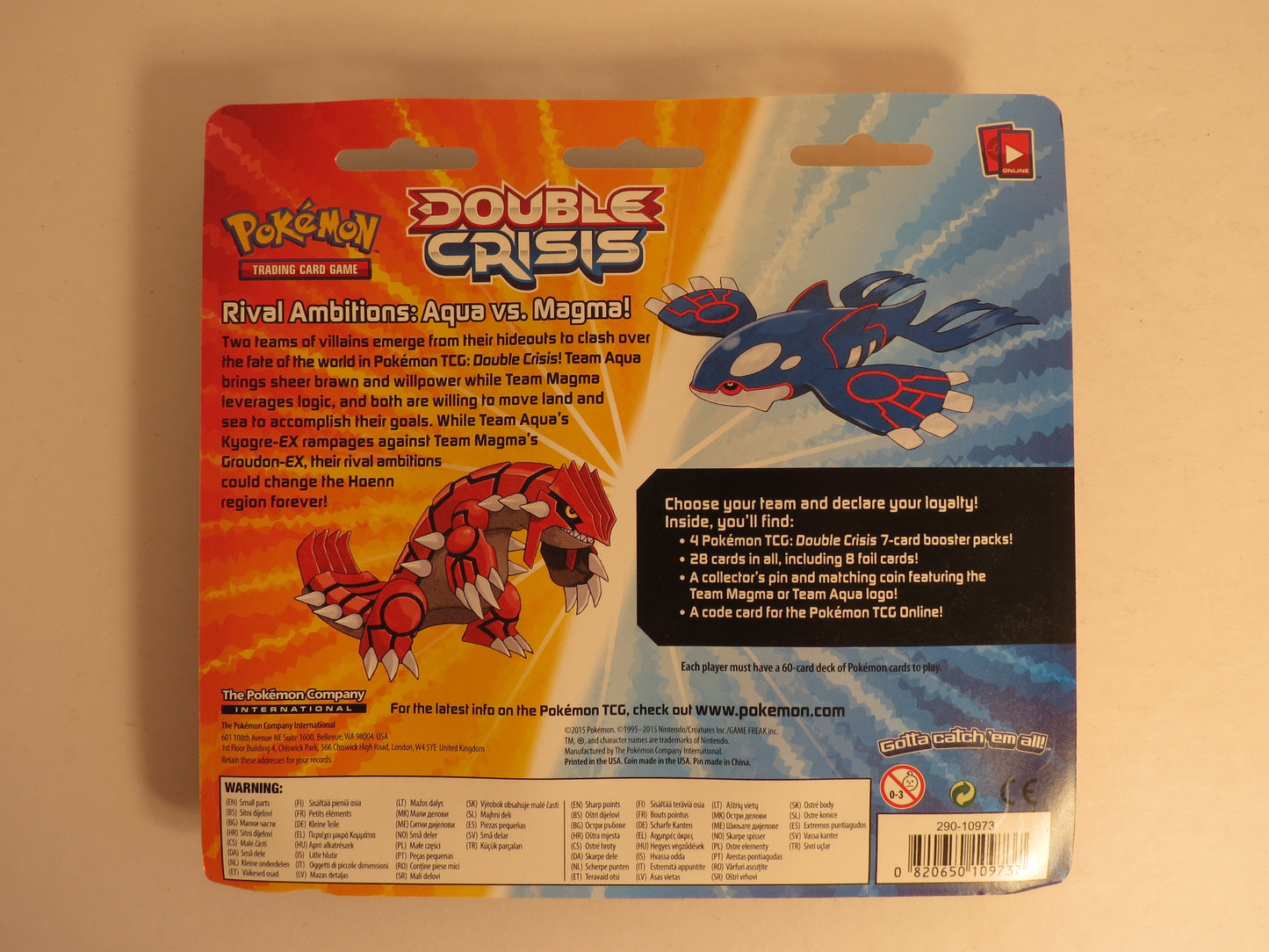 Double Crisis Team Aqua Blister of 4 Booster Packs Pokemon