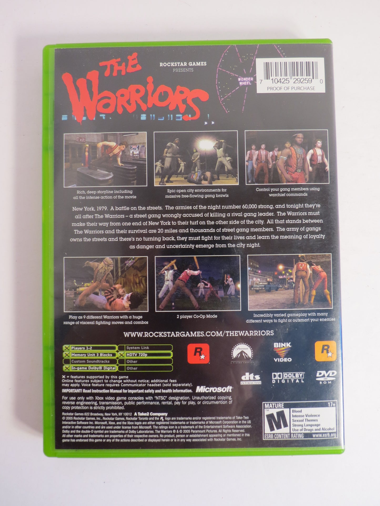 The Warriors Xbox Game CIB