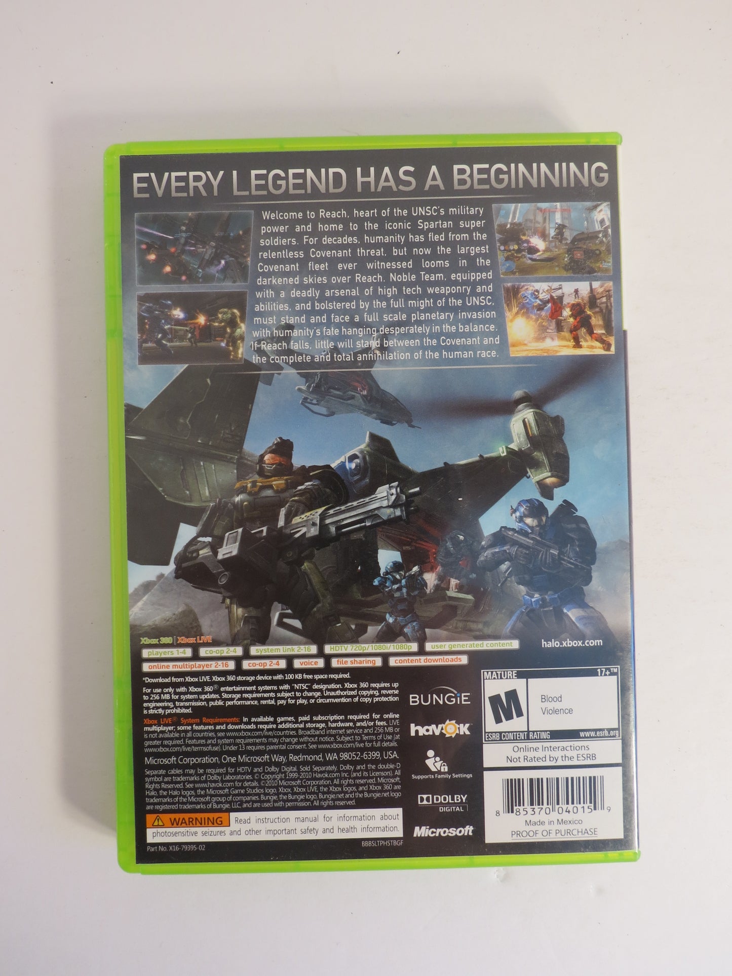 Halo Reach Xbox 360 Game CIB