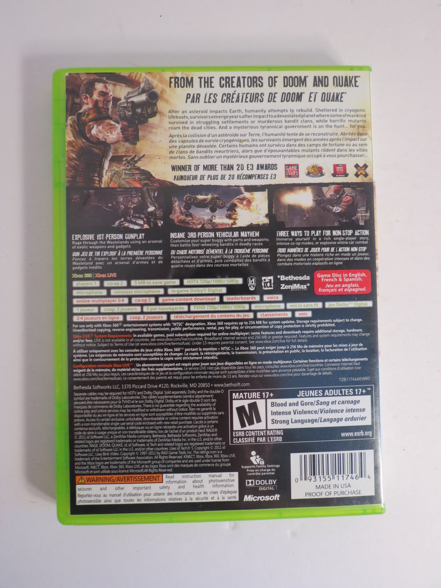 Rage Anarchy Edition Xbox 360 Game CIB