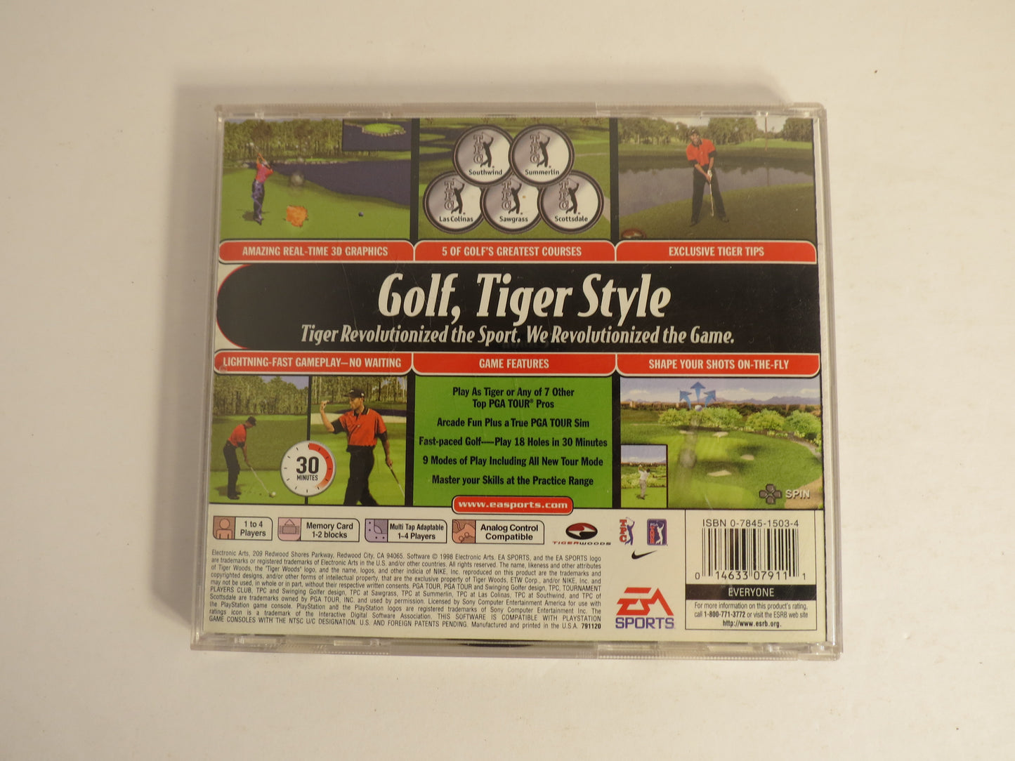 Tiger Woods 99 PGA Tour Golf South Park Recalled Version Playstation 1 PS1 Game CIB